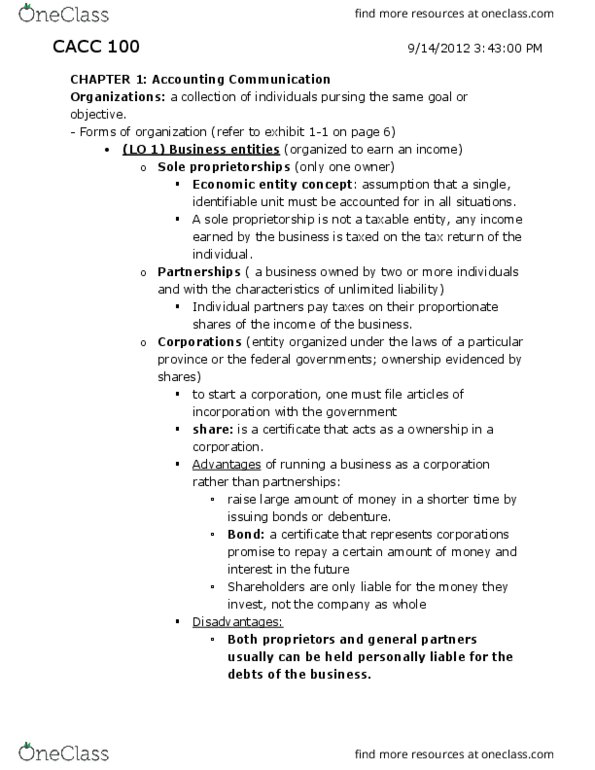 ACC 100 Chapter Notes - Chapter ALL chapters: Financial Accounting Standards Board, International Accounting Standards Board, Standard Accounting Practice thumbnail